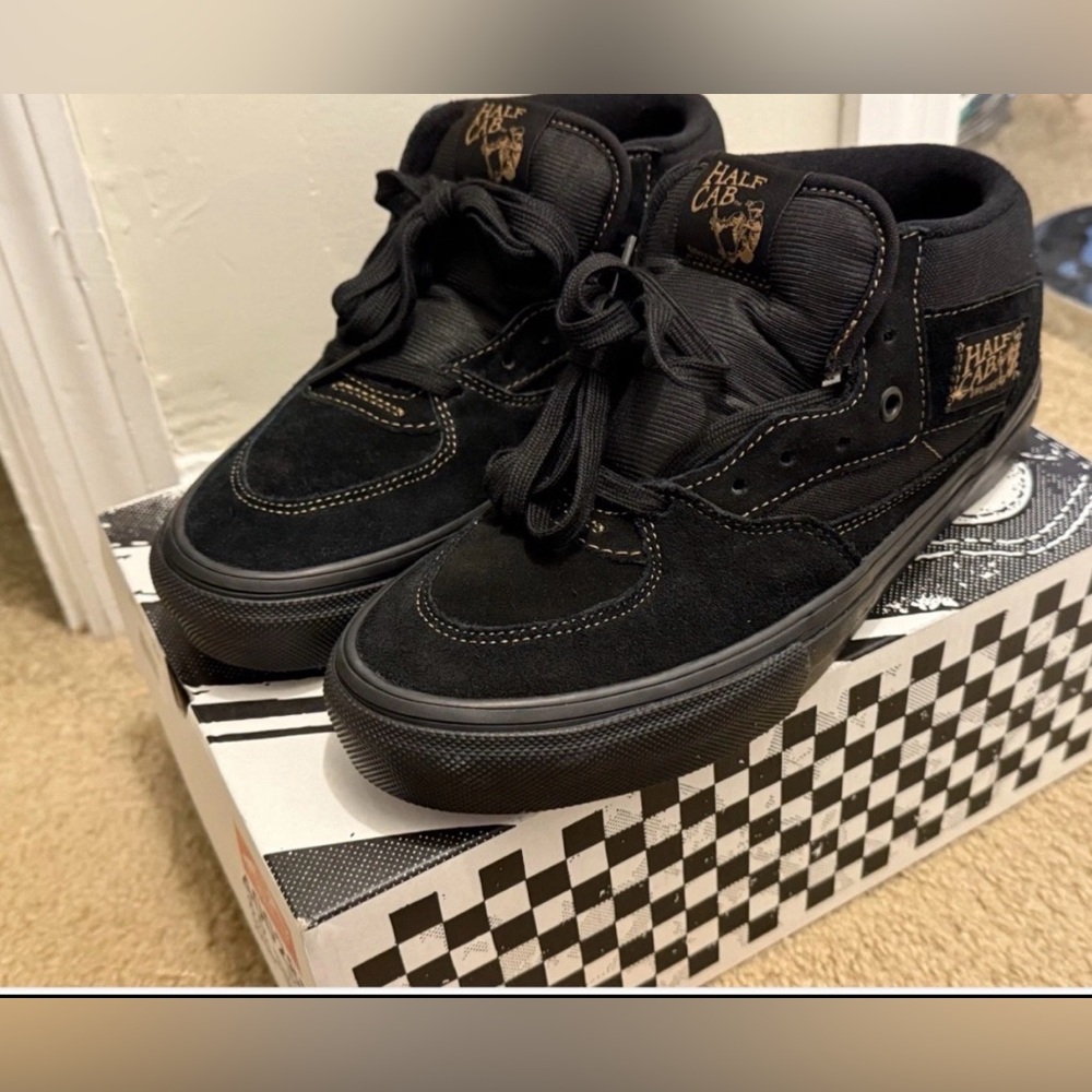 Men’s VANS SKATE HALF CAB SHOE Black / Brown-Size 8.5